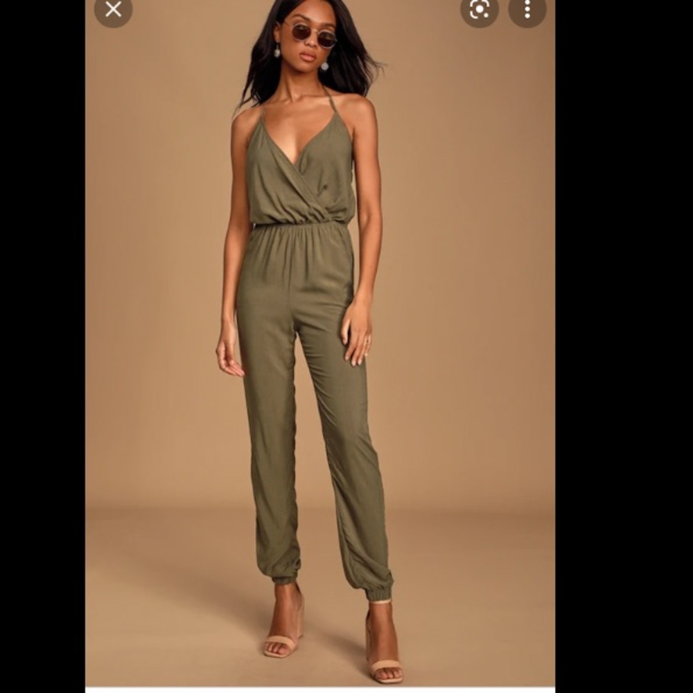 NWT! Olive green halter tie jumpsuit